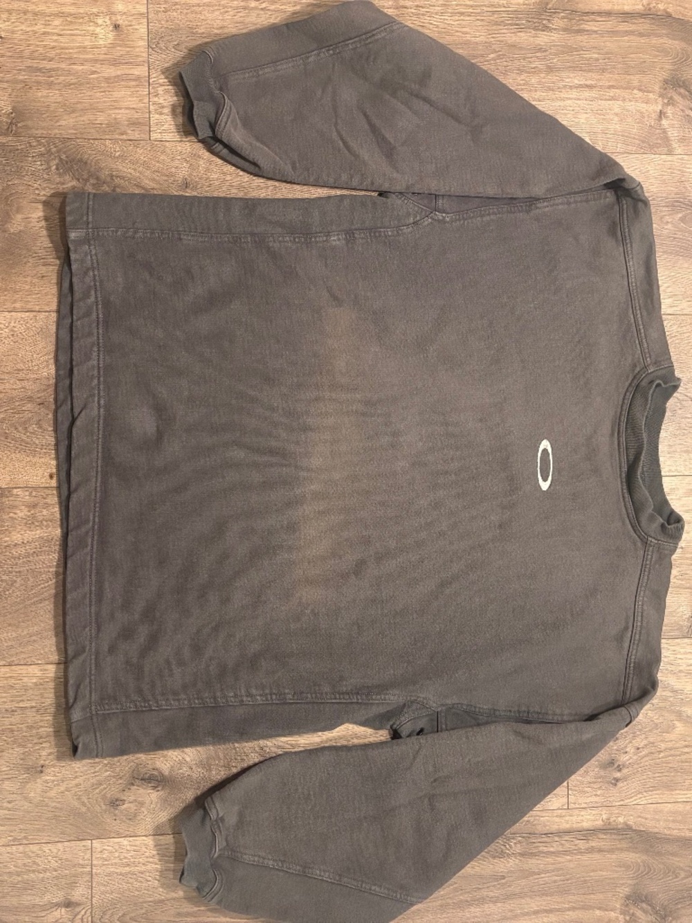 Vintage Oakley Software Sweatshirt Center Logo LARGE Gray Fade Embroidered 90s